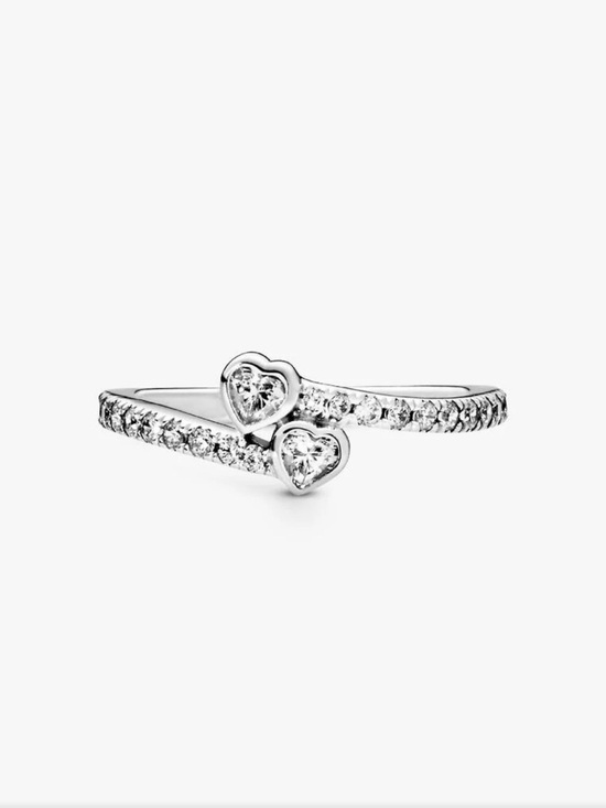 Pandora Jewelry - Pandora Sterling Silver Two Sparkling Hearts Ring